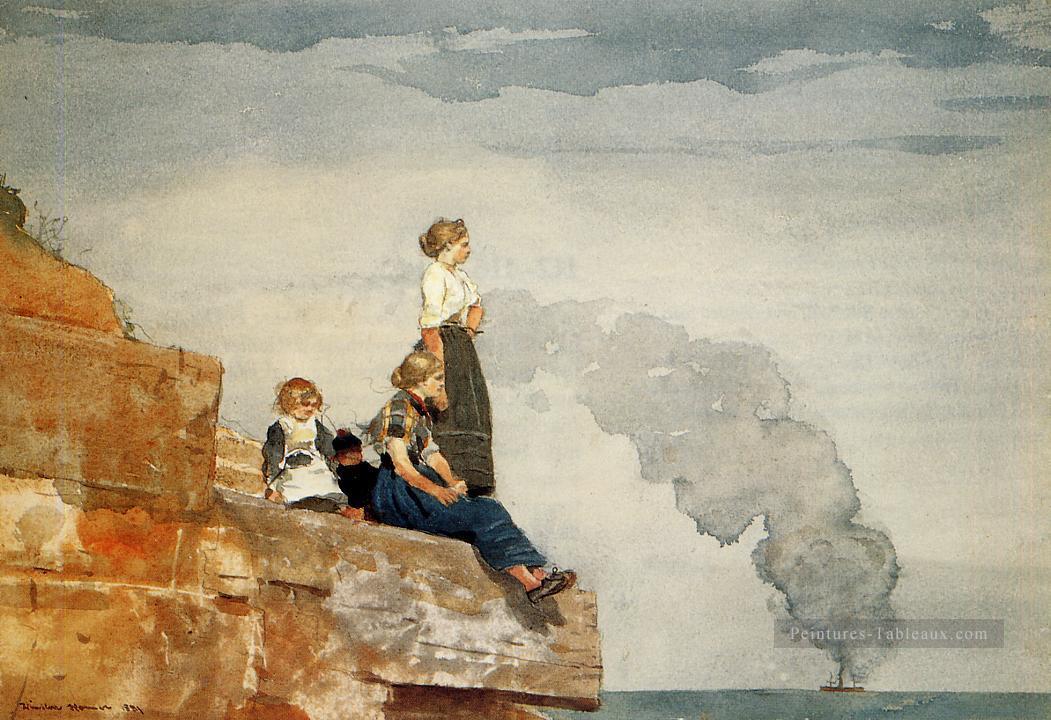 Famille Fishermans aka Le Lookout Winslow Homer aquarelle Peintures à l'huile